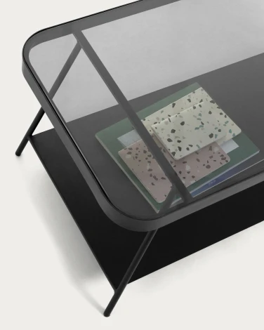 Журнальный стол La Forma (ex Julia Grup) Duilia (Черный,Прозрачный/ Металл,Сталь,Стекло)