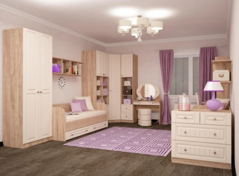 Шкафы Woodville Майя М-02 дуб баррик светлый / крем брюле