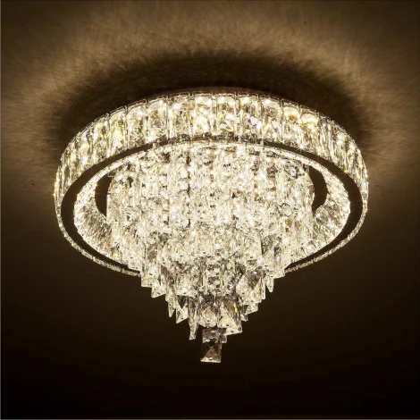 Потолочная люстра светодиодная хрустальная с управлением смарфоном с регулировкой цветовой температуры и яркости LED4U LED4U L030-500 с функцией УД