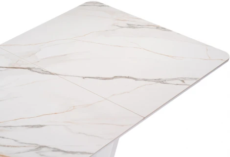 Стол на тумбе Woodville Бугун 120х80х77 белый мрамор с прожилками / белый 532390
