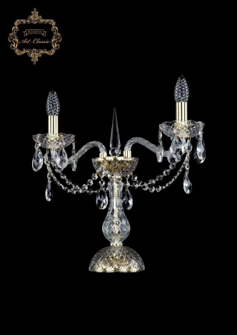 Интерьерная настольная лампа Art Classic 12.21 12.21.2.141-37.Gd.Sp (220V, хрусталь, подвески, подсвечник, свеча)