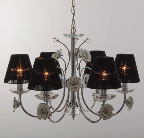 Подвесная люстра Abrasax 2031/6 (chrome) (220V, на цепи, цветы, розы)