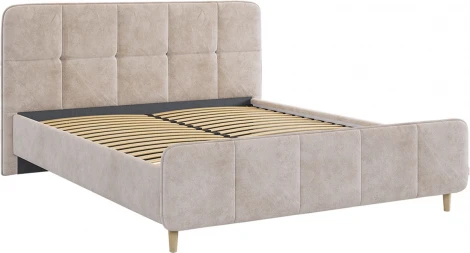 Кровать с основанием Грета 160х200 см Mebelson (ДСП,Дерево,Велюр,Металл/Светло-желтый) арт.KM1.6-22.2758