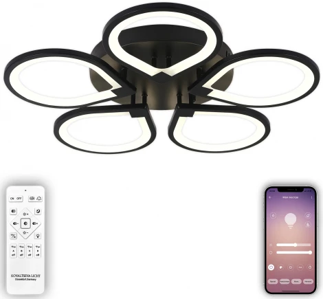 Потолочная светодиодная люстра с пультом и управлением смартфоном 120W Singl INNOVATION STYLE 83042 BLACK Natali Kovaltseva