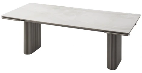 Стол АДАЖИО 240 (320) см ЭЛЛИПС цвет ОНИКС (VARESE ONICE), керамика / Латте каркас M-City 64581