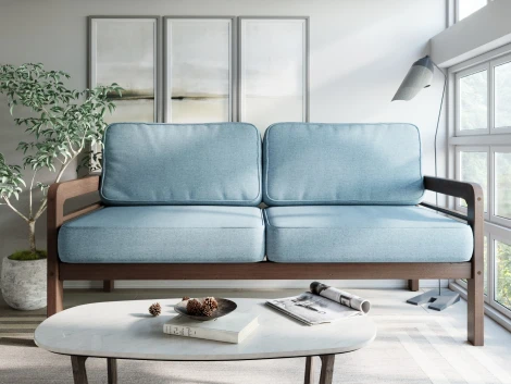 Диван Arsko прямой Бергер Б орех рогожка голубая