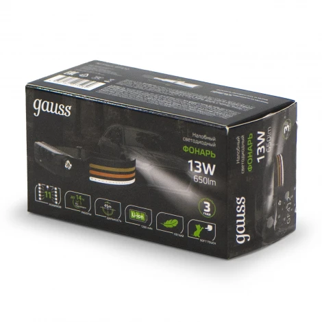 Налобный фонарь светодиодный аккумуляторный 13W Gauss GF412