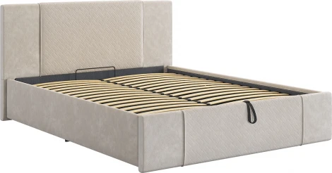 Кровать с подъемным механизмом Хлоя 160х200 см Mebelson (ДСП,Ткань/Кремовый) арт.ZP.KM1.6-24.2081