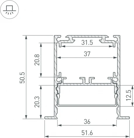 Профиль SL-LINIA52-3L-F-2000 ANOD BLACK (Arlight, Алюминий) 044685