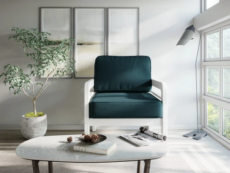 Кресло Arsko Бергер белая эмаль велюр голубой