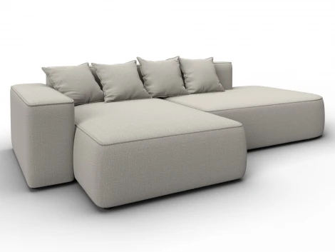 Диван угловой Лига-065 угол левый (ДСП/Пластик/Рогожка/Бежевый) Лига Диванов 129797L