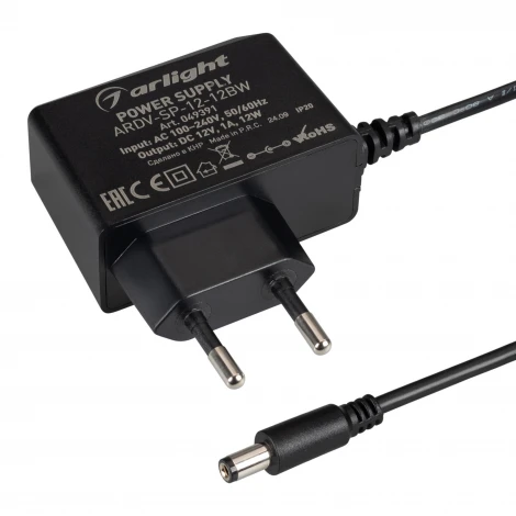 Блок питания ARDV-SP-12-12BW (12V, 1A, 12W) (Arlight, Адаптер, 5 лет) 049391