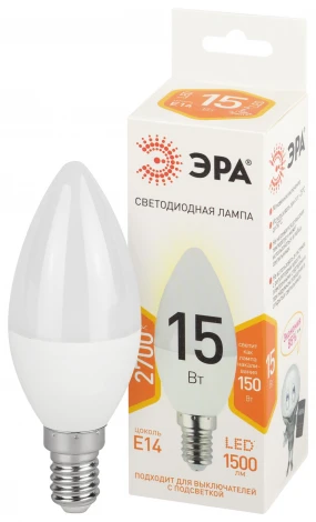 Лампочка светодиодная E14 15 Вт ЭРА LED B35-15W-827-E14 LED B35-15W-827-E14