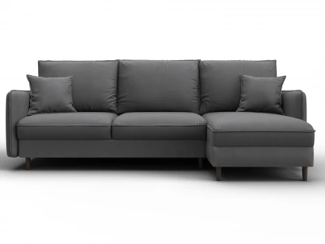 Диван угловой Лига-064 НПБ угол универсальный (ДСП/Дерево/Замша/Серый) Лига Диванов 129638