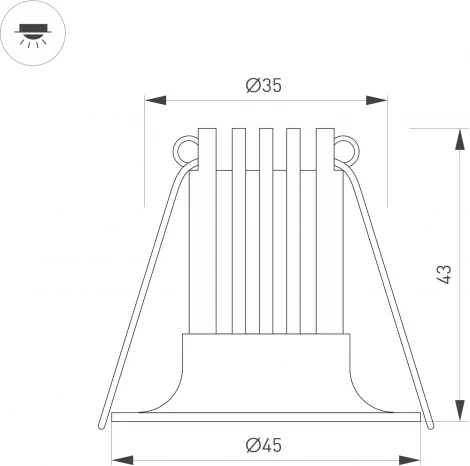 Точечный светильник встраиваемый MS-FOGGY-BUILT-R45-5W Day4000 (WH, 36 deg, 230V) (Arlight, IP54 Металл) 044622
