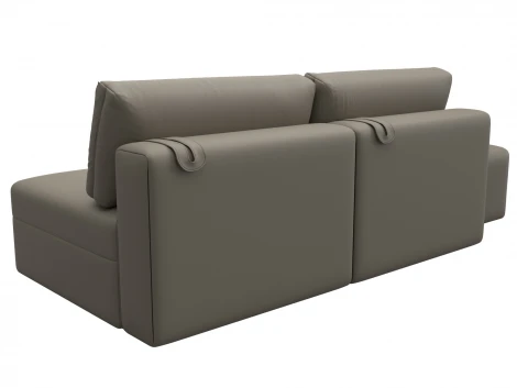 Диван прямой модульный с пуфом Лига-060 НПБ (ЛДСП,Брус,Фанера/Пластик/Экокожа/Бежевый) Лига Диванов 130052