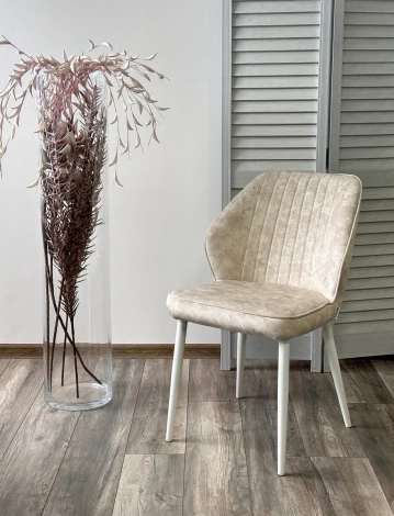 Стул M-City VENA, цвет FIESTA Молочный, велюр "антипальчиковый"/ Белый каркас