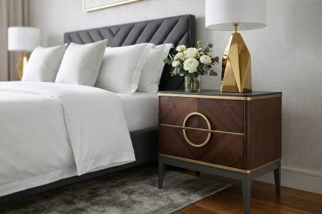 151SV-10001 Тумба прикроватная шпон 2 ящика 60*60*40см Garda Decor