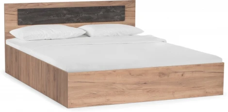 Кровать Woodville Taika 160х200 дуб золотой / камень темный