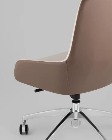 Кресло офисное TopChairs Soulo светло-серый, коричневый арт.УТ000039419