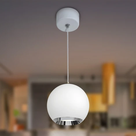 Подвесной светильник ЭРА PL32 WH/CH (220V, на проводе, шар)