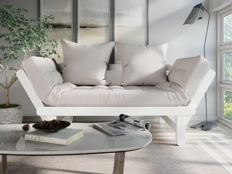 Кушетка Arsko Сламбер белая эмаль светло-серый велюр