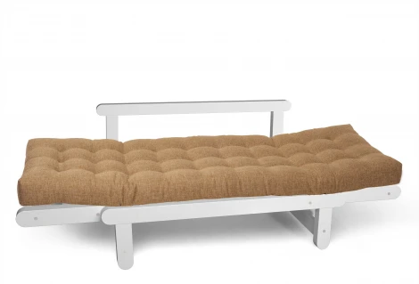 Кушетка Arsko Сламбер белая эмаль бежевая клетка рогожка