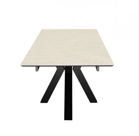 Стол DikLine SFE160 Керамика Krater Perla (бежевый матовый)/подстолье черное/опоры черные (2 уп.) арт.00-00076284