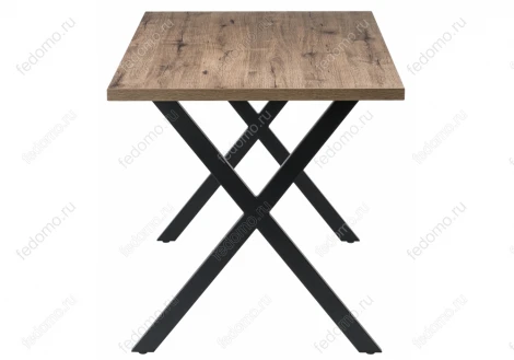 Обеденный стол из дерева Woodville Вик дуб велингтон / черный матовый 424175