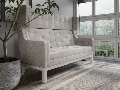 Диван Arsko Айверс Хай Беленый дуб рогожка серая