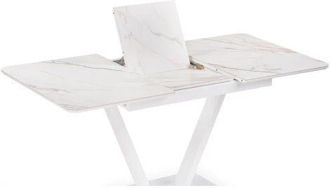 Стол на тумбе Woodville Бугун 120х80х77 белый мрамор с прожилками / белый 532390