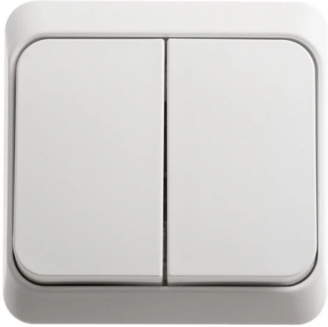 Выключатель накладной двухклавишный (белый) Systeme Electric BA10-002B