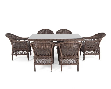 Обеденная группа из искусственного ротанга на 6 персоны, цвет коричневый 4SIS Амароне AmC6T-7-SET brown