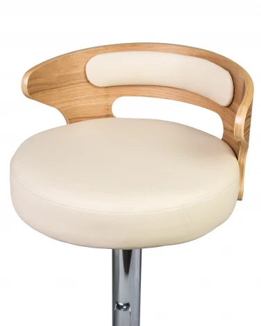 Стул барный DOBRIN FRED (натуральное дерево, кремовый) 1018-LMZ FRED, цвет сиденья кремовый, каркаса натуральное основания хром