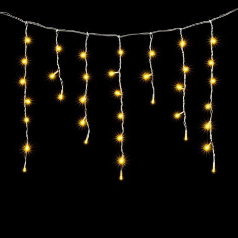 Гирлянда Бахрома 4,9 x 0,5 м Тепло-Белая 220В, 240 LED, Провод Прозрачный ПВХ, IP54