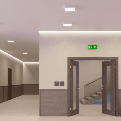 Потолочный светильник LED прямоугольный IM-QUADRO-EMERGENCY-3H-S400x400-44W Day4000 (WH, 120 deg, 230V) (Arlight, IP40 Металл) 041026