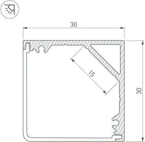 Профиль SL-KANT-H30-3000 ANOD (Arlight, Алюминий) 046182