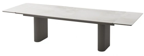 Стол АДАЖИО 240 (320) см ЭЛЛИПС цвет ОНИКС (VARESE ONICE), керамика / Латте каркас M-City 64581