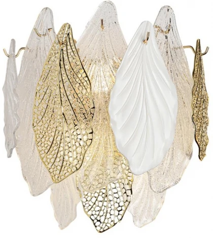 Бра Odeon Light Lace 5052/3W золото/белый/прозрачный/металл/стекло/фарфор/металл E14 3*40W (220V, подвески, лепестки)