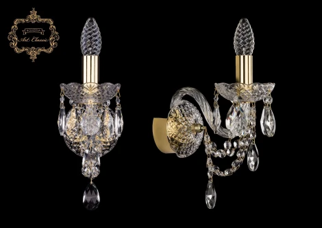 Бра Art Classic 10.12 10.12.1.141.Gd.Sp (220V, хрусталь, подвески, подсвечник, свеча)