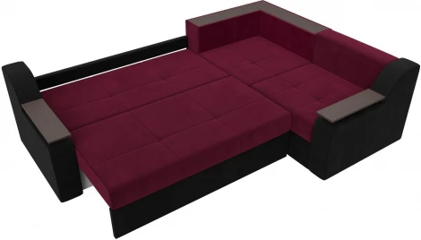Диван угловой Кронос правый угол (Бордовый,Черный/Микровельвет) Лига Диванов арт.114621