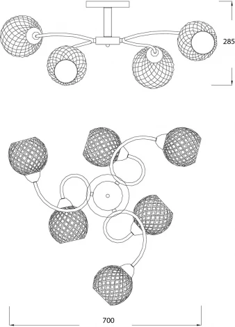 Люстра потолочная на штанге Emily 1174/6P E27*40W Chrome