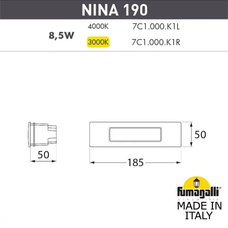 Встраиваемый светильник уличный Fumagalli Nina 7C1.000.000.BYK1L (220V, IP55)