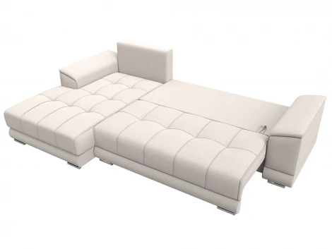 Диван угловой НордСтар левый угол (ДСП,Брус/Пластик/Замша/Бежевый) Лига Диванов 128213L