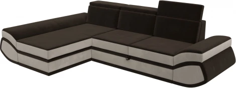 Диван угловой Лига-032 левый угол (Коричневый,Бежевый/Микровельвет) Лига Диванов арт.121654L