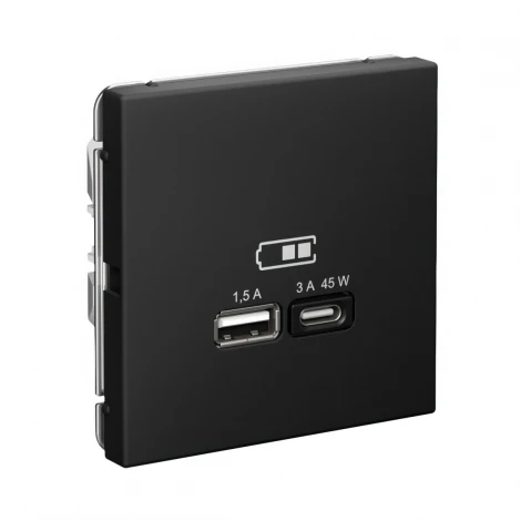 Розетка с быстрой зарядкой USB Type A+С 45Вт (карбон) Systeme Electric GAL001029