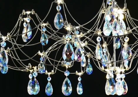 Подвесная люстра светодиодная с пультом и хрустальными подвесками K9 MyFar Ersilia MR2660-60P-50СD