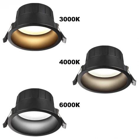 Светильник светодиодный встраиваемый Novotech Clara 359554 черный с переключателем цв. температуры IP44 LED 20W 220V 3000К\4000К\6000К (круглые)