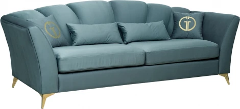 Диван Annette трехместный без мех,велюр бирюз.Colt1004/зол 250*100*95 Garda Decor арт.ANNETTE-3-2K-Colt1004