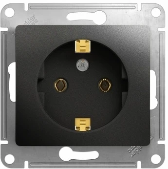Розетка встраиваемая с заземлением (антрацит) Systeme Electric Glossa GSL000743